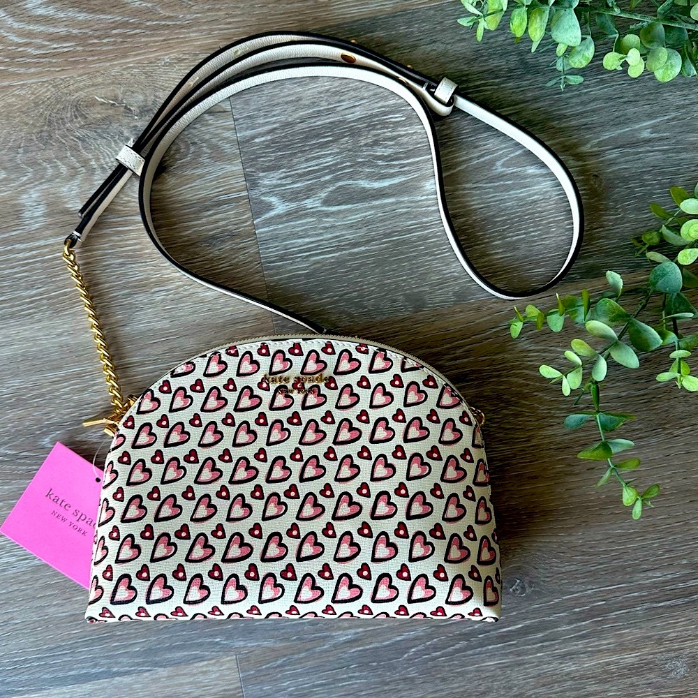 NWT Kate Spade Hearts Double Zip Dome Crossbody